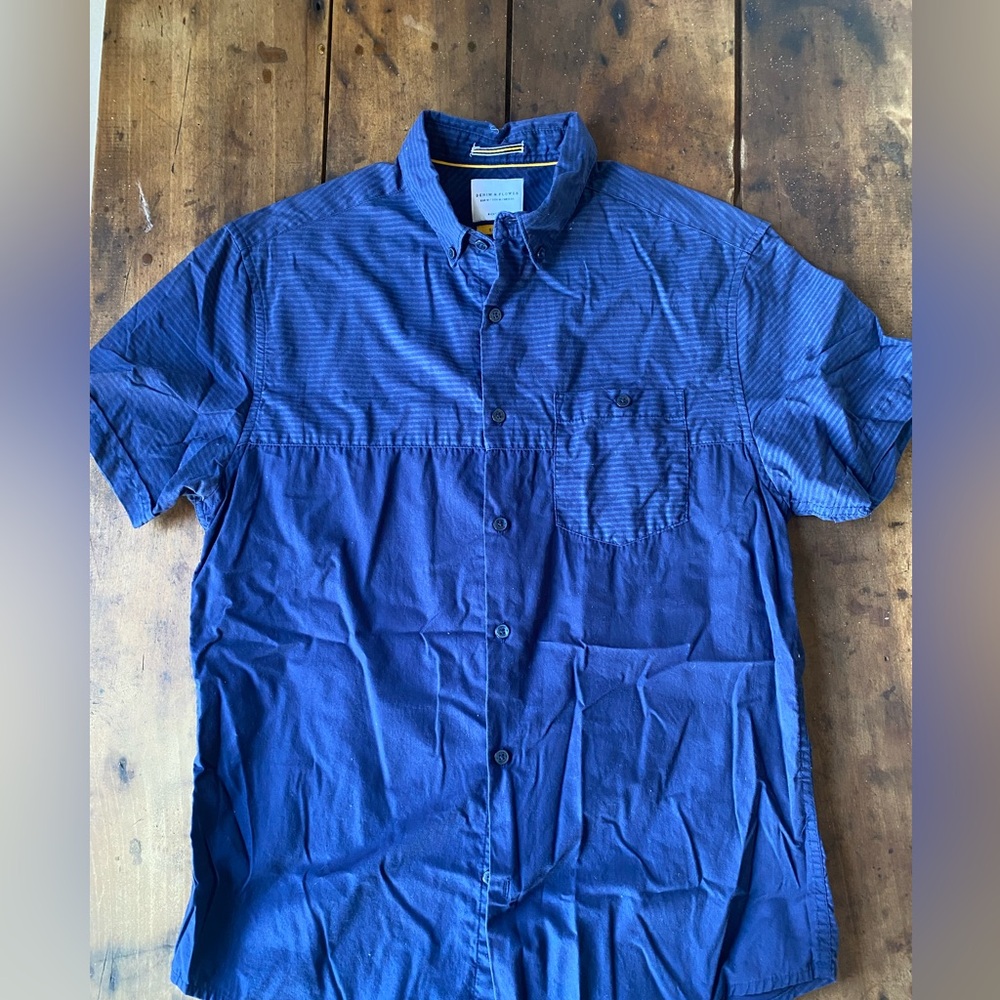 Men's Striped Blue Button Down Shirt